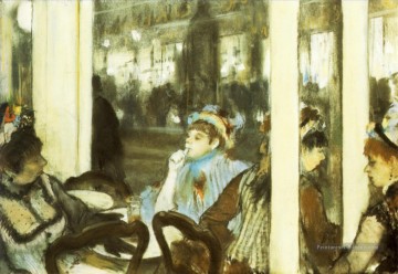 femmes sur une terrasse de café 1877 Edgar Degas Peinture à l'huile